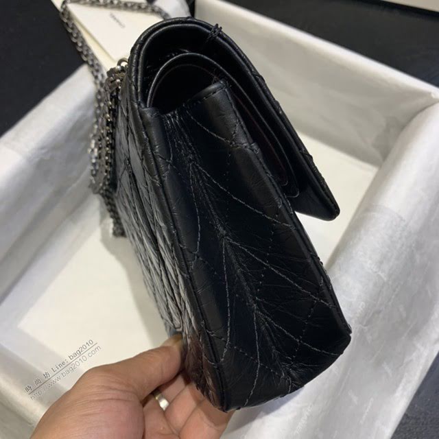 Chanel女包 37586# Chanel經典復古大象紋牛皮口蓋鏈包 方扣系列 Chanel鏈條單肩斜挎包  djc3983